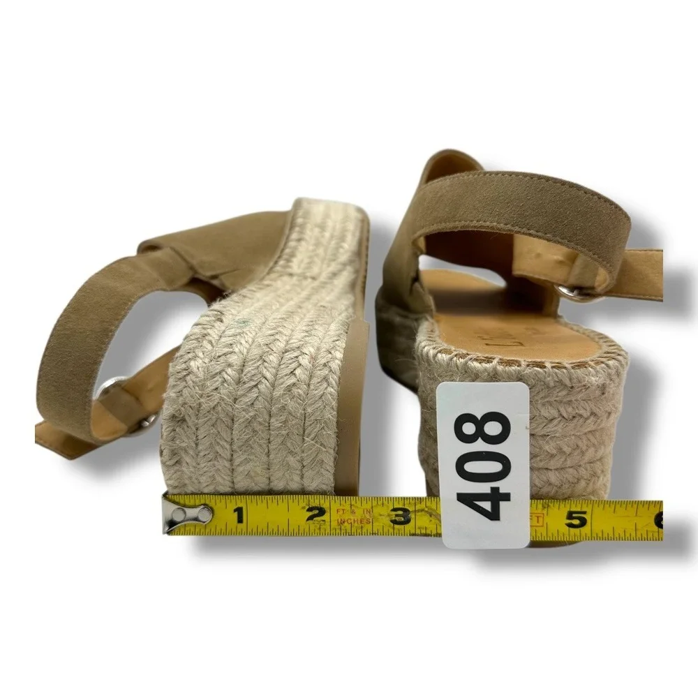 Lidea by Lori Women Tan Suede Espadrille Platform Slingback‎ Sandals Size 10.5